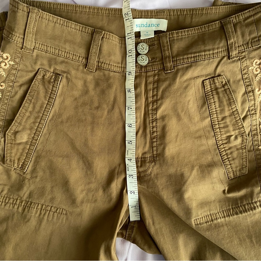 Sundance Olive Cropped Pants with Cream Embroidery - Picture 6 of 7